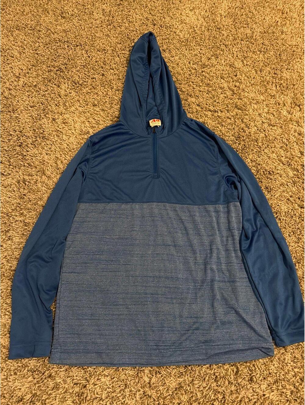 A4 Boys Medium Blue Hooded Pullover - Casual Lightweight Fit